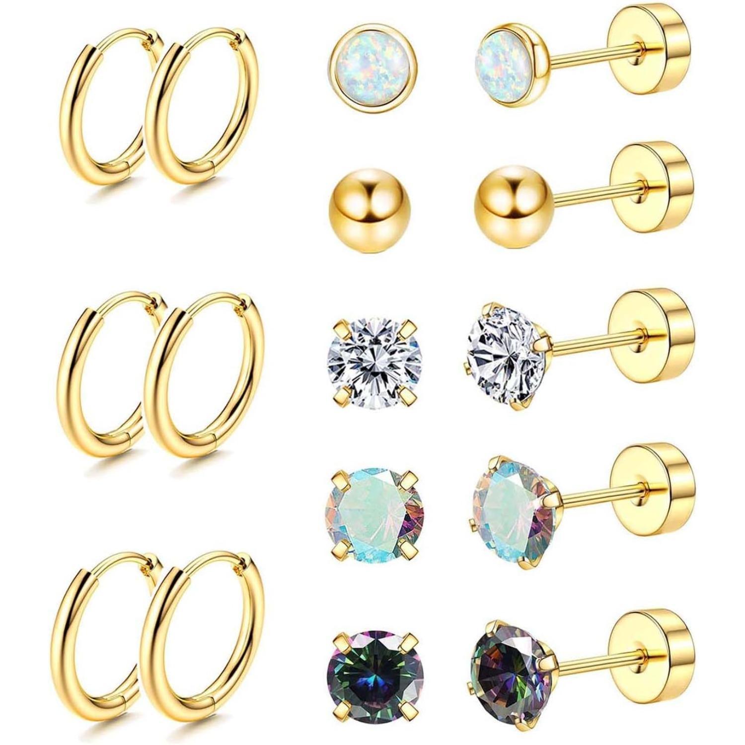 Opal Earrings Dangle - Chirurgische Stahl-Ohrringe für empfindliche Ohren, hypoallergen,