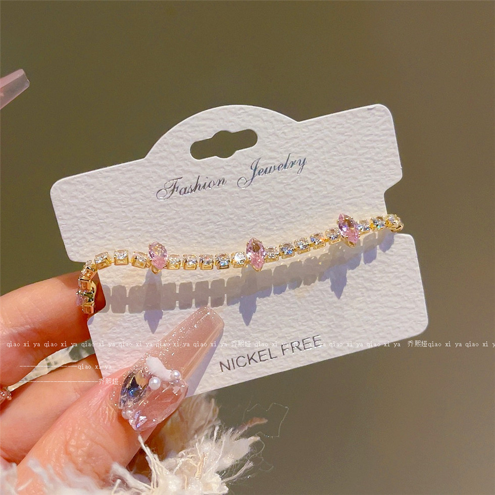 Best Jewelry Watches Women - Rosa Volldiamant-Zirkon-Armbänder, Instagram-Stil, Geschenk für beste