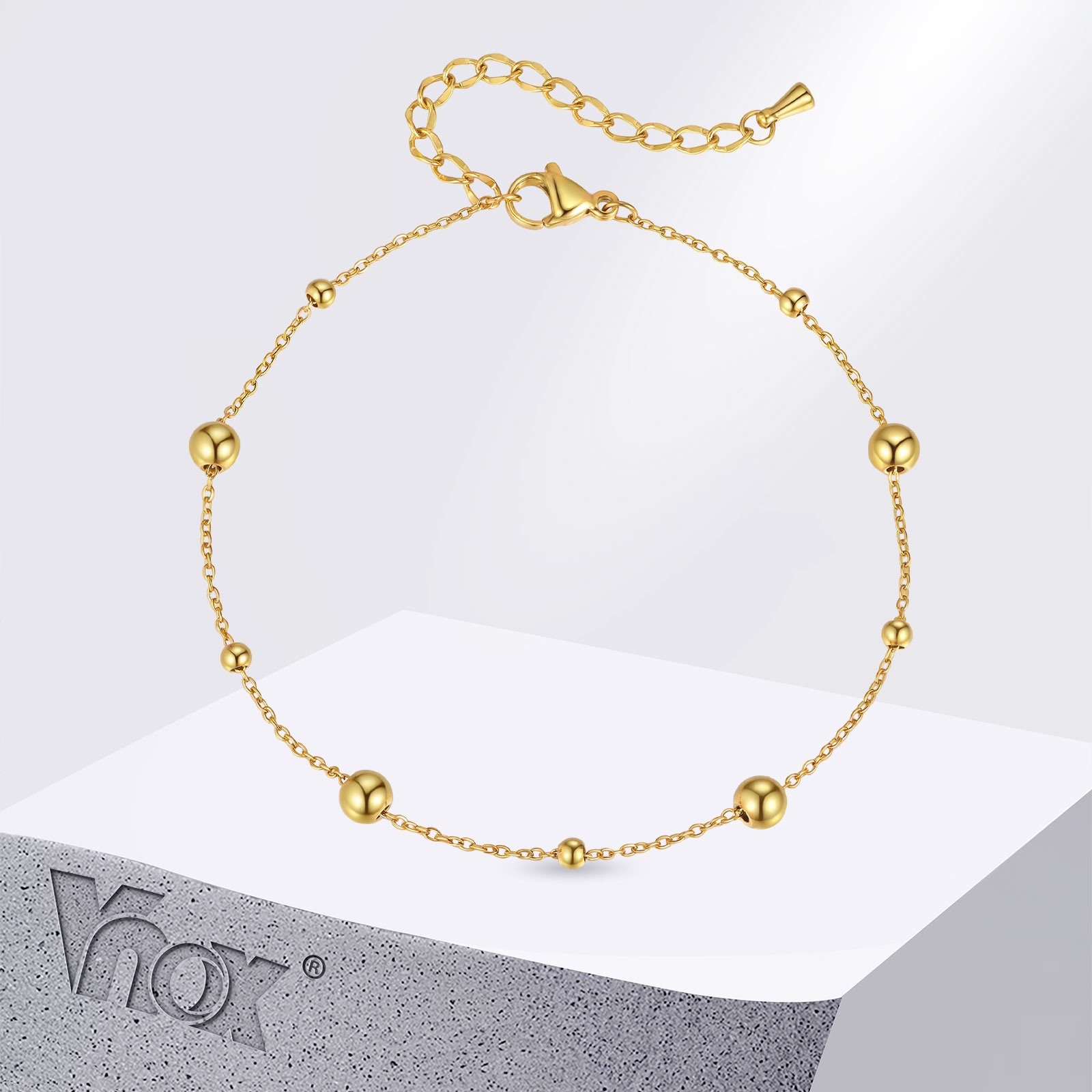 Jc Jewelry & Watches Photos - Vnox Edelstahl-Fußkettchen mit kleinen Perlen, schlichte