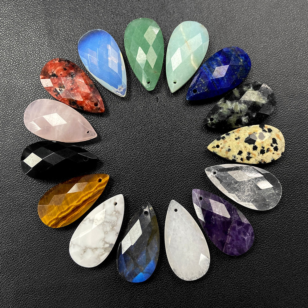 Opal Earrings Dangle - Natürliche Wasser Tropfen Anhänger Labradorit Opal