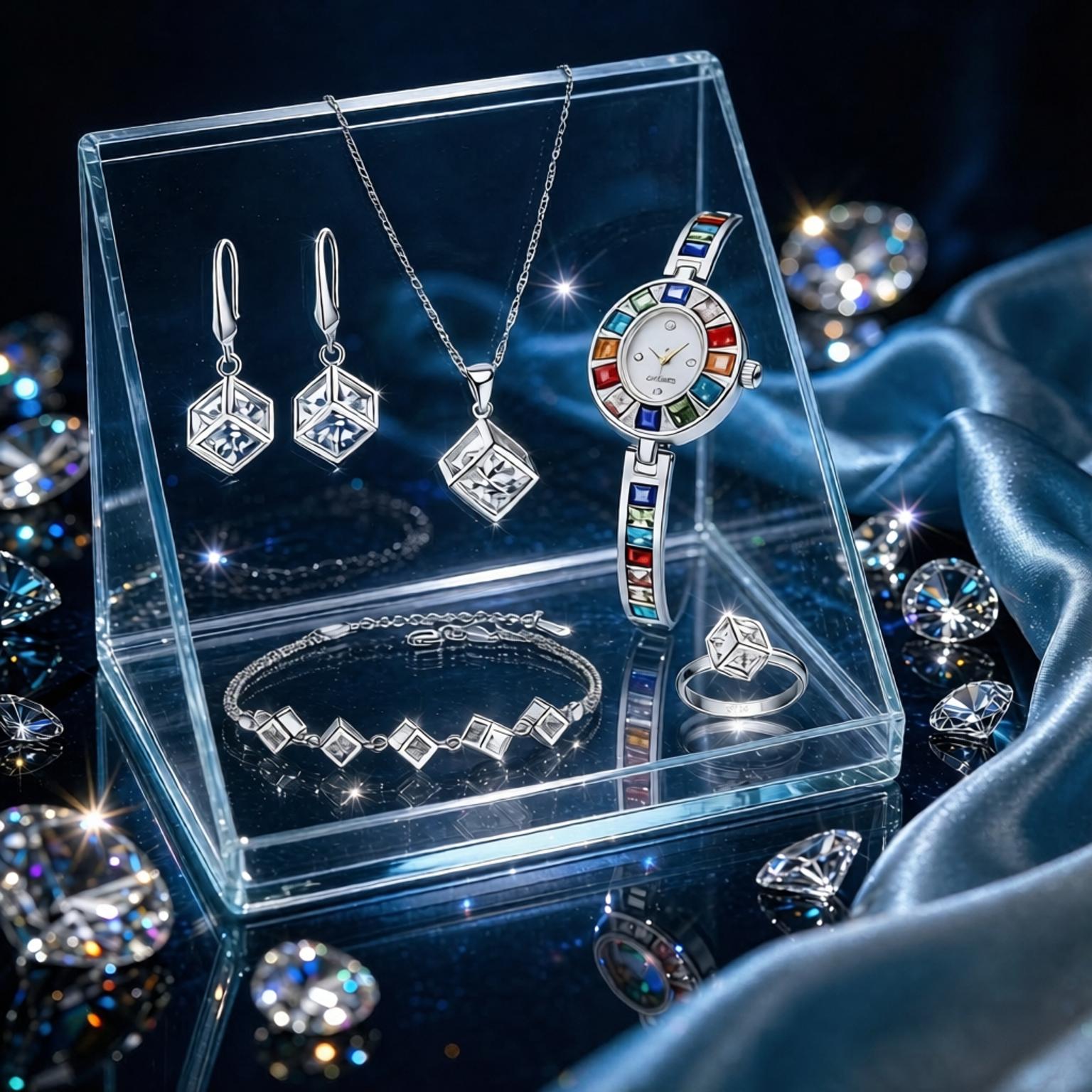 Best Jewelry Watches Women - Luxuriöses 925 Sterling Silber Geometrie Kristall