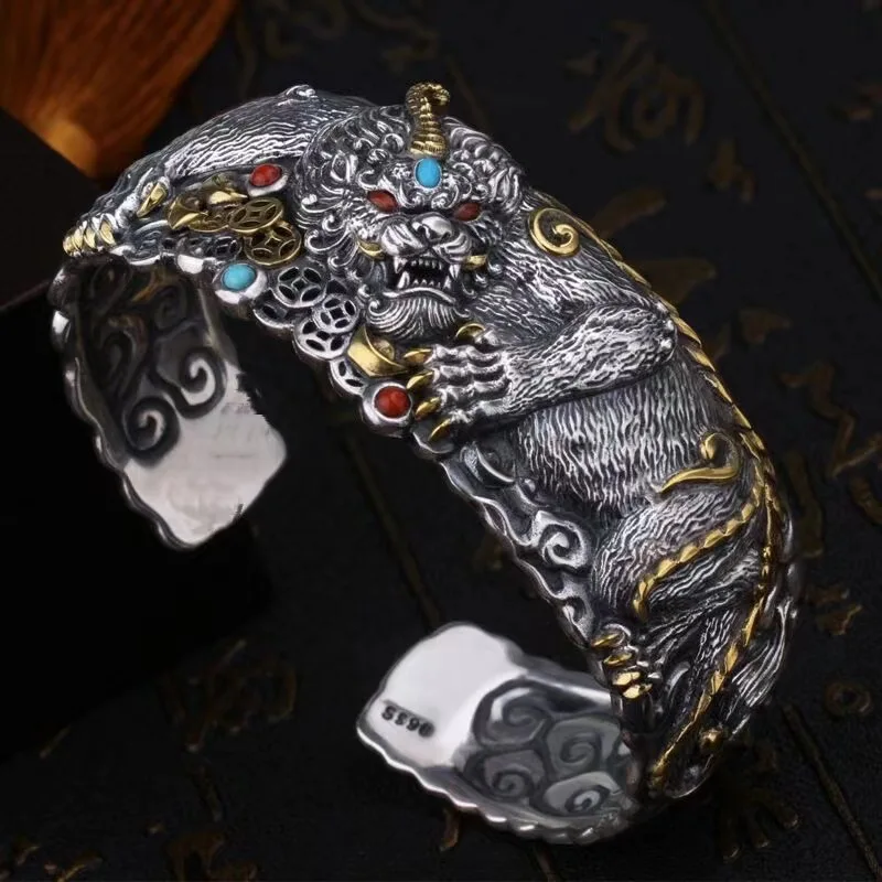 Cuff Bangle Bracelet - Lucky Pixiu Tiger Armband, natürlicher Schmuck,