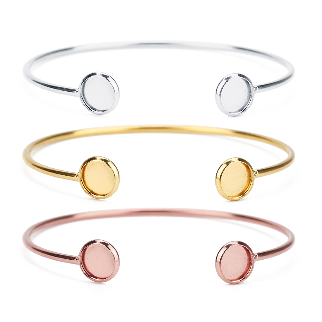 Cuff Bangle Bracelet - 16,6 cm Edelstahl-Armbandbasis, passend für 8