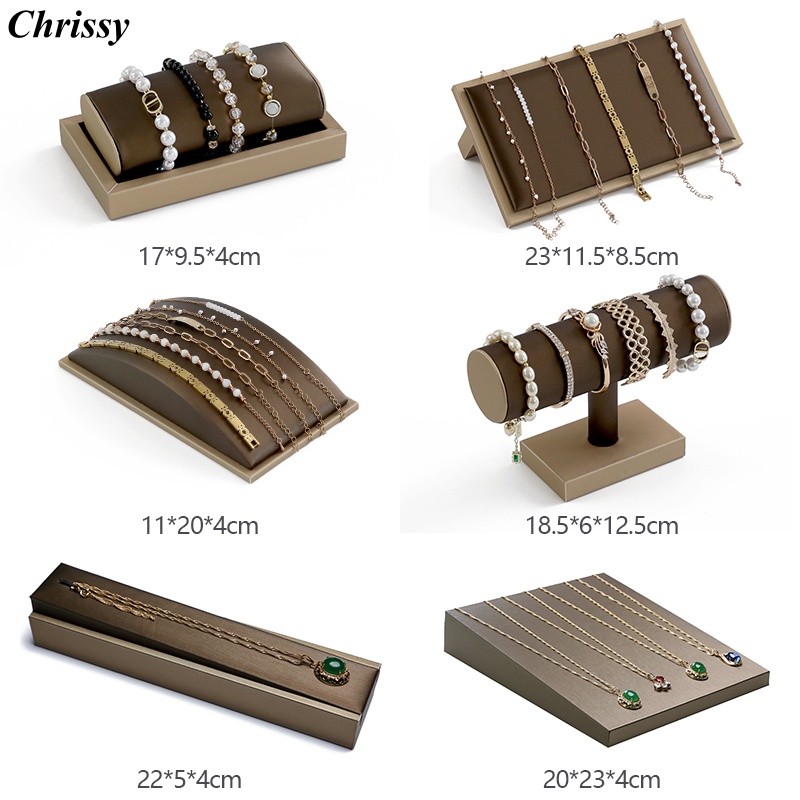 Jewelry And Watches Exhibition - Braunes PU-Leder Armband Display Rack Schmuck