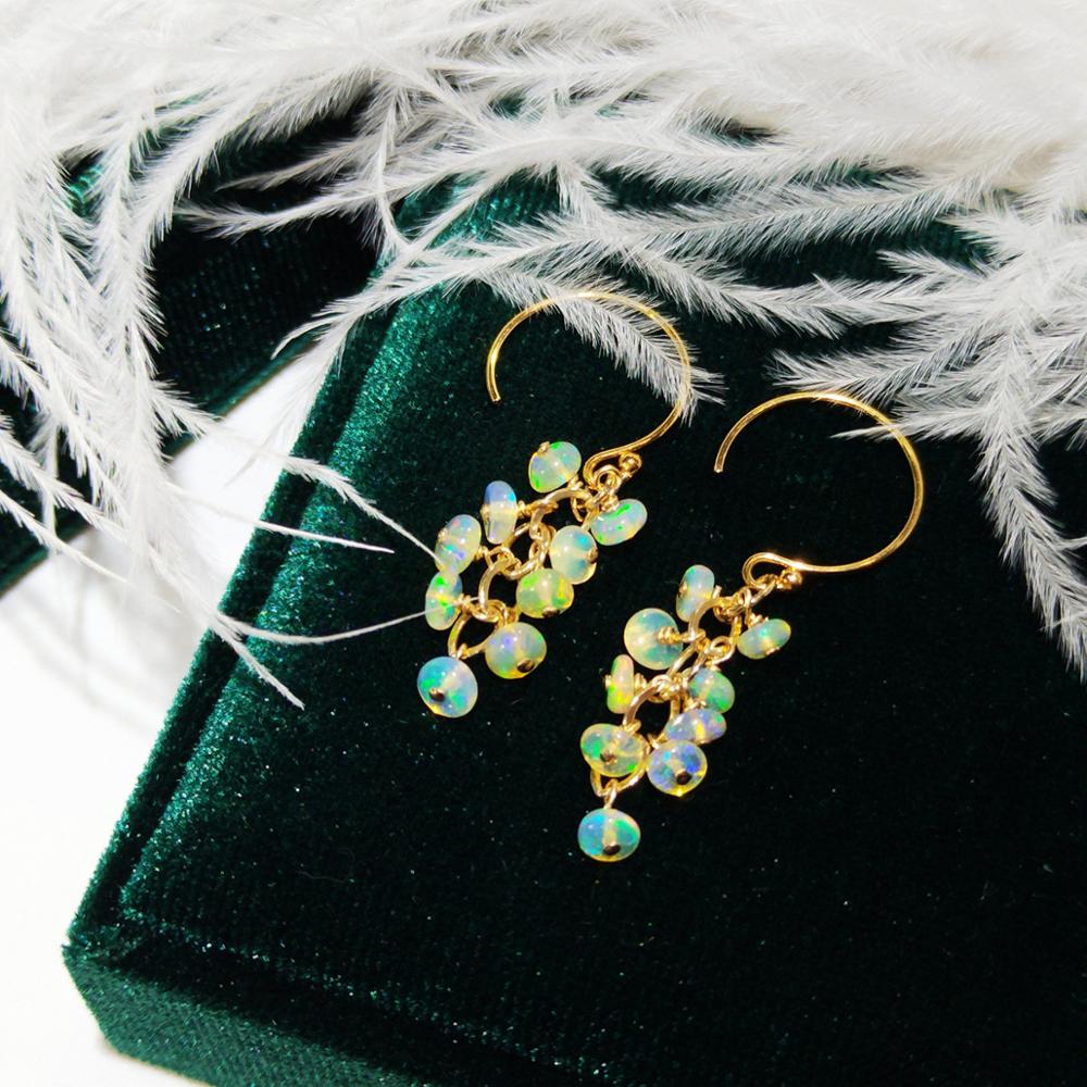 Opal Earrings Dangle - Lii Ji Natürliche Äthiopien Opal 14K