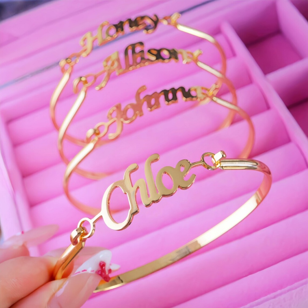 Cuff Bangle Bracelet - Personalisierte Namensarmbänder für Damen und Herren,
