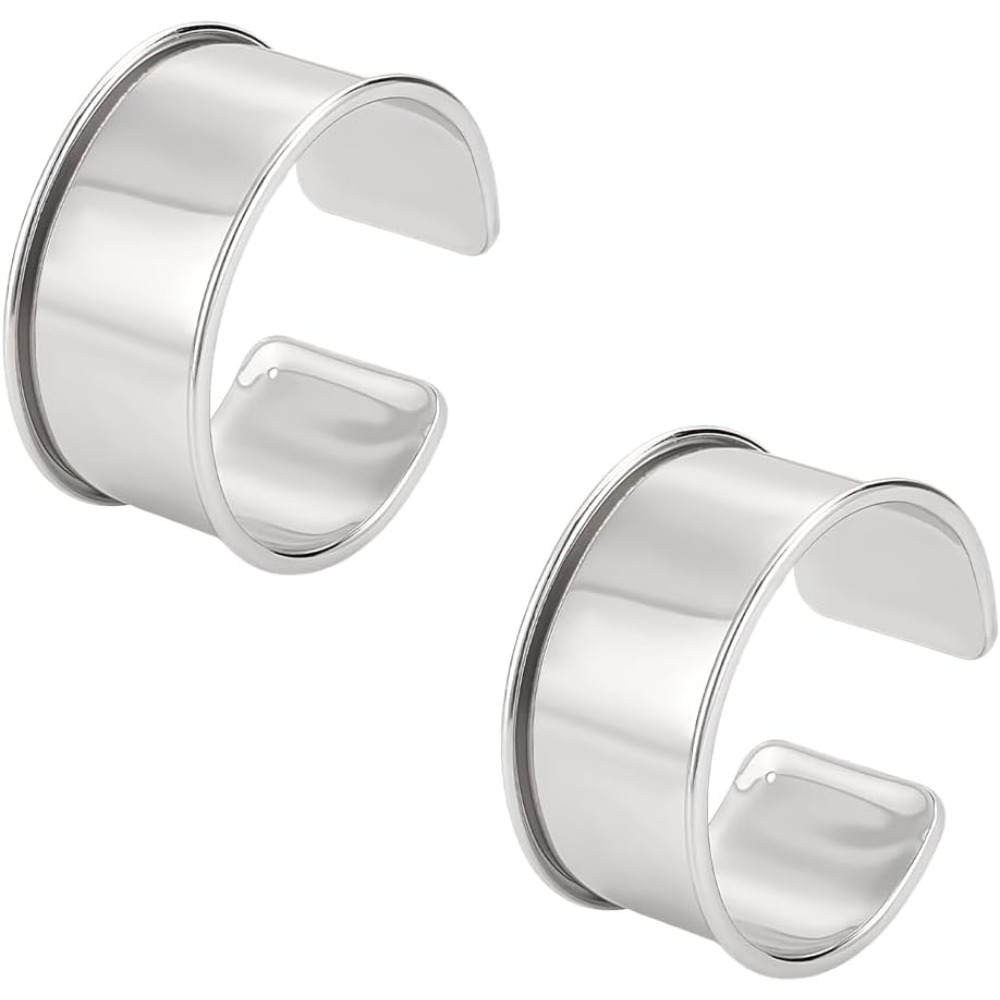 Cuff Bangle Bracelet - 2 Stück Platin-Rillen-Armreifen, Punk-Stil, breites Band,