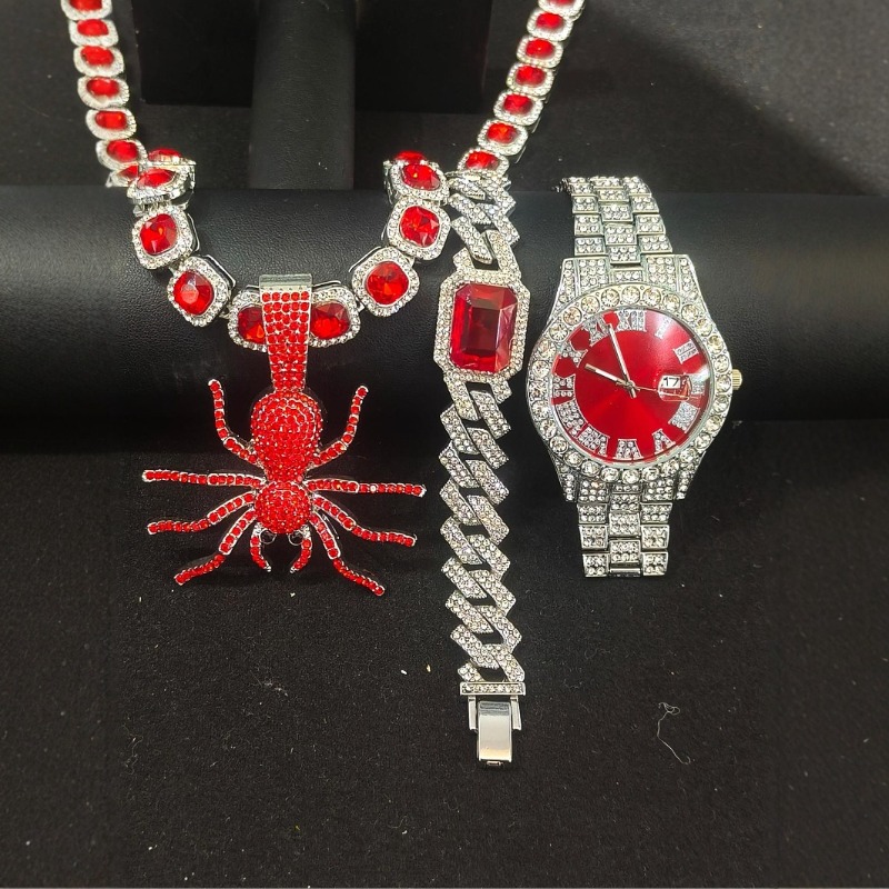 Icebox Jewelry Watches - Hip-Hop-Schmuckset für Herren – römische Uhr,