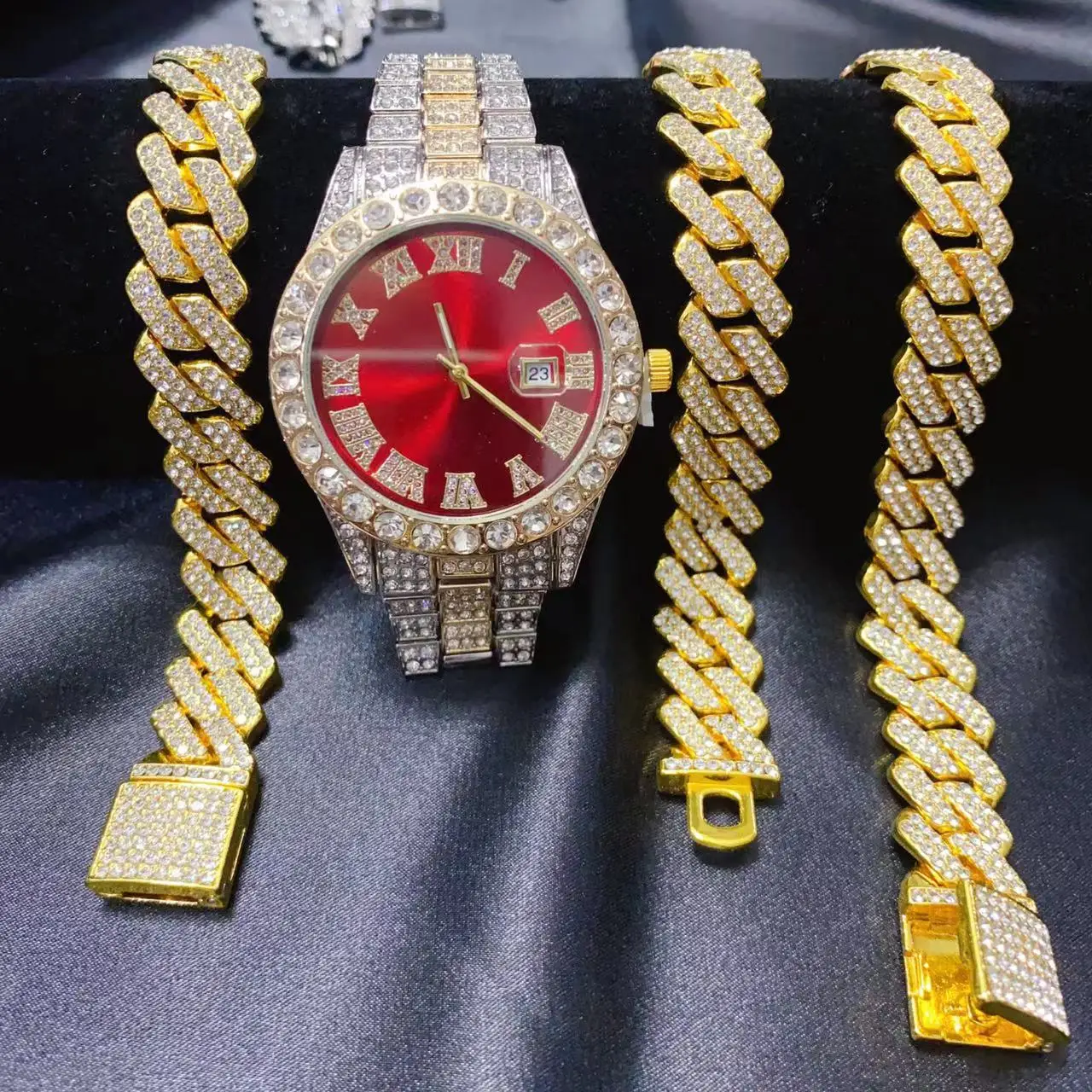 3-teiliges Hip-Hop Kalenderuhr – Icebox Jewelry Watches Bewertung und Preis