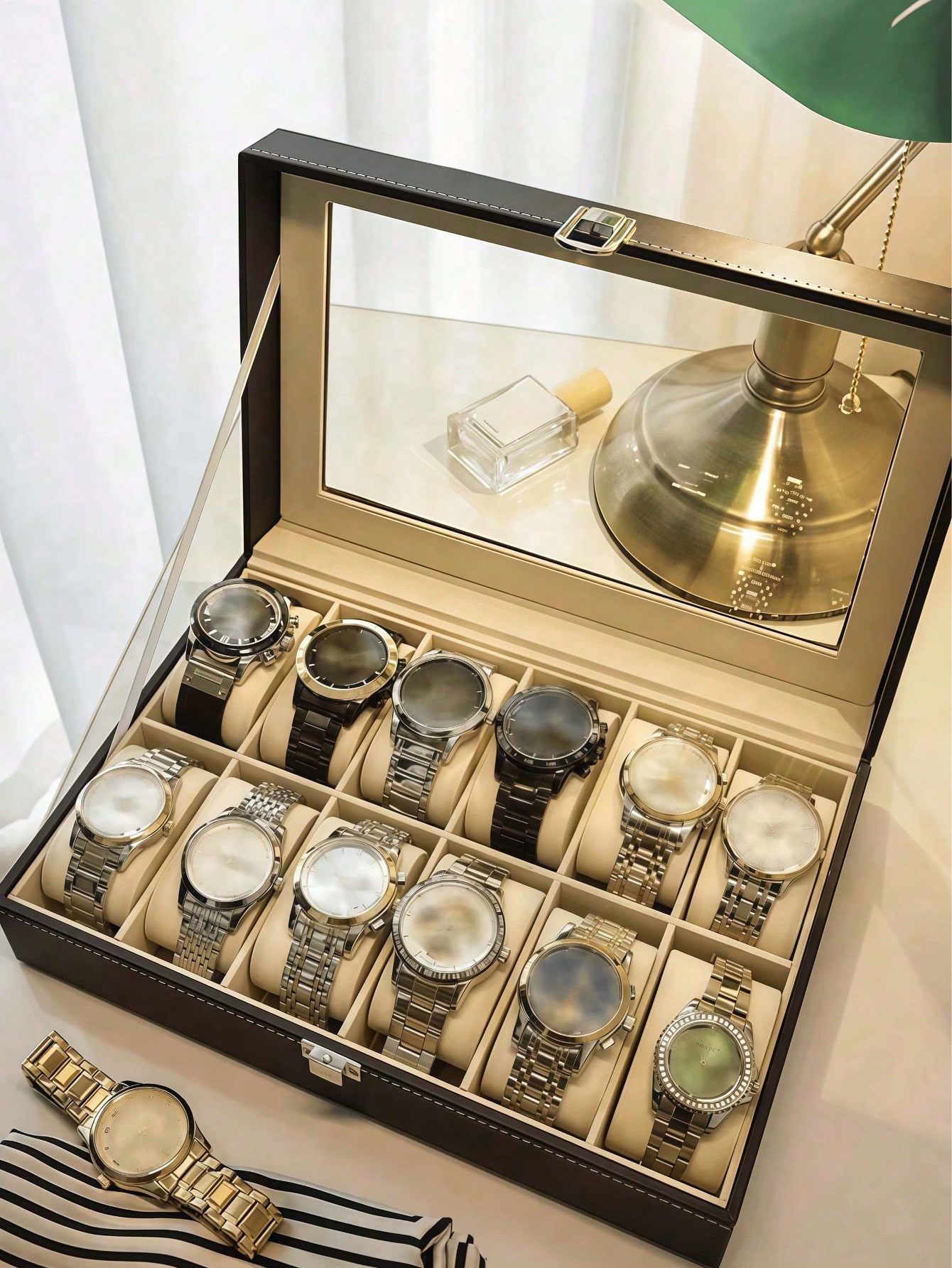 Leder-Uhrenbox mit Schloss, Gr – Jewelry Box Watches Bracelets Bewertung und Preis