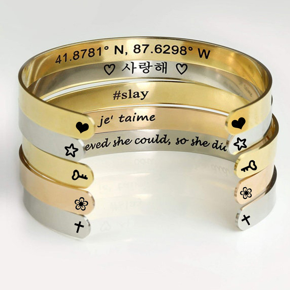 Personalisierte Gravierte Name – Cuff Bangle Bracelet Bewertung und Preis