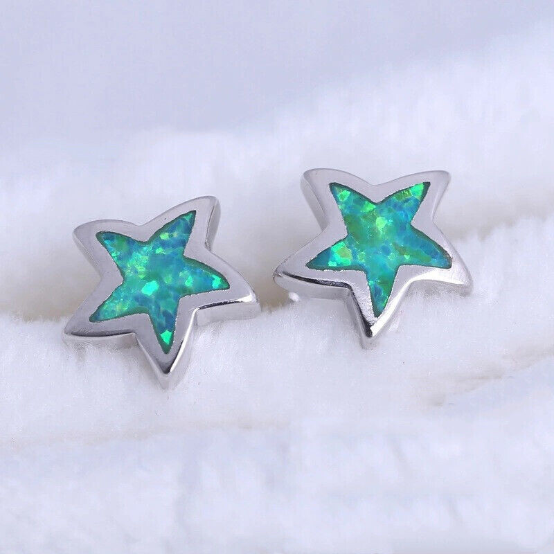 1 Paar grün/blau/weiß Pentagra – Opal Earrings Dangle Bewertung und Preis