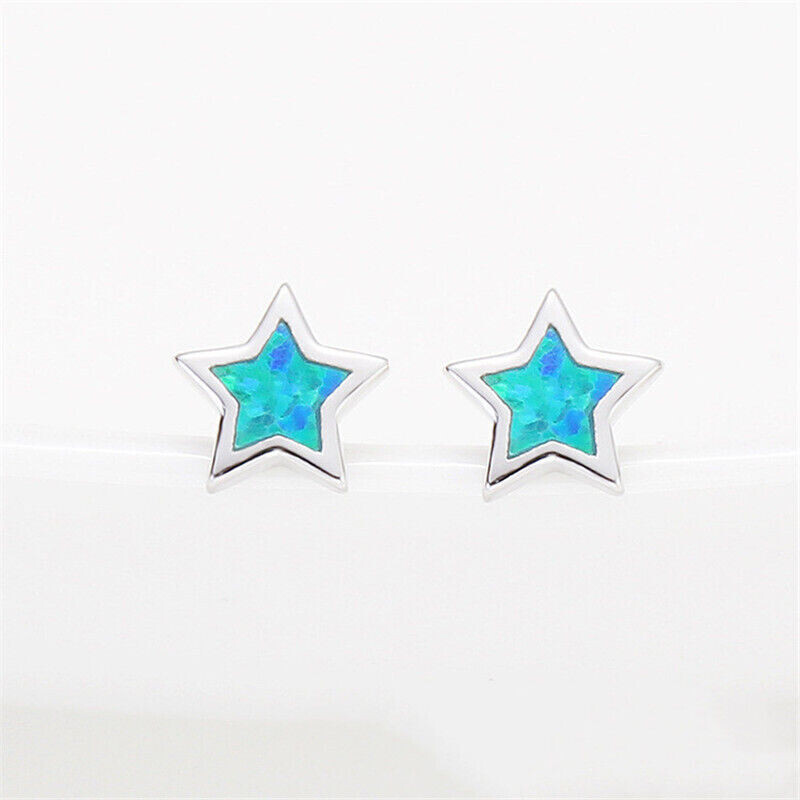 1 Paar grün/blau/weiß Pentagra – Opal Earrings Dangle Bewertung und Preis